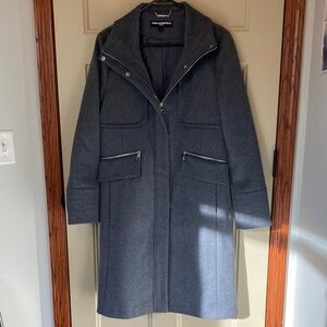 NWOT Karl Lagerfeld Paris Women's Charcoal Wool Coat